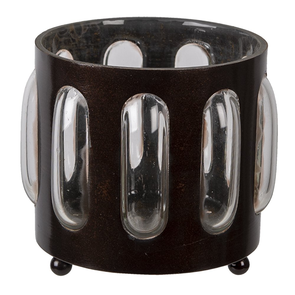 Teelichthalter aus Glas in Braun