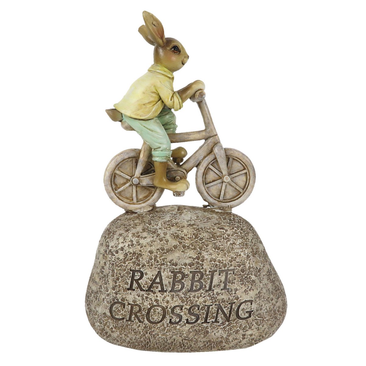 Dekofigur Hase auf Fahrrad, Steinoptik