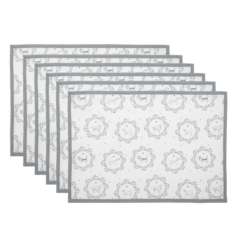 Tischsets 6er-Set Weiß Grau 48x33 cm