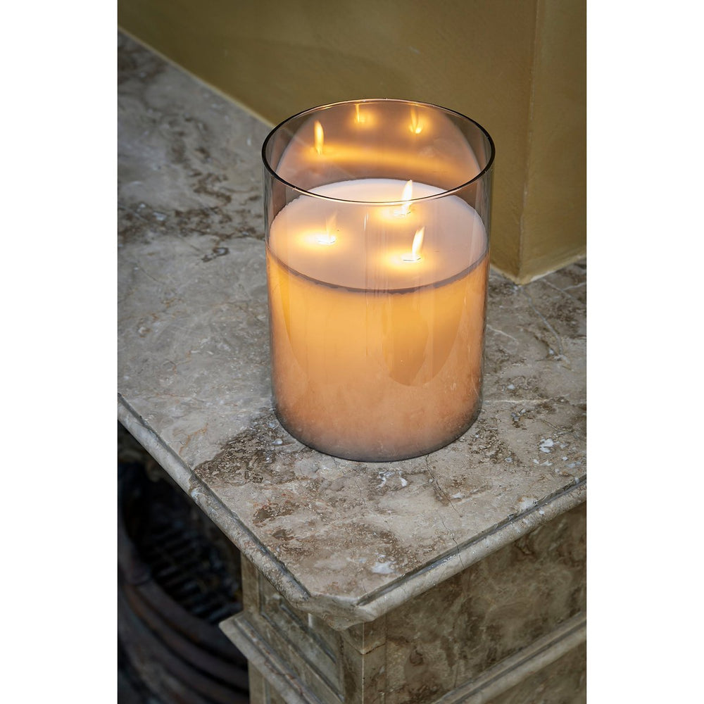 
                      
                        LED-Kerze – H20 x Ø15 cm – Glas/Wachs – Grau
                      
                    