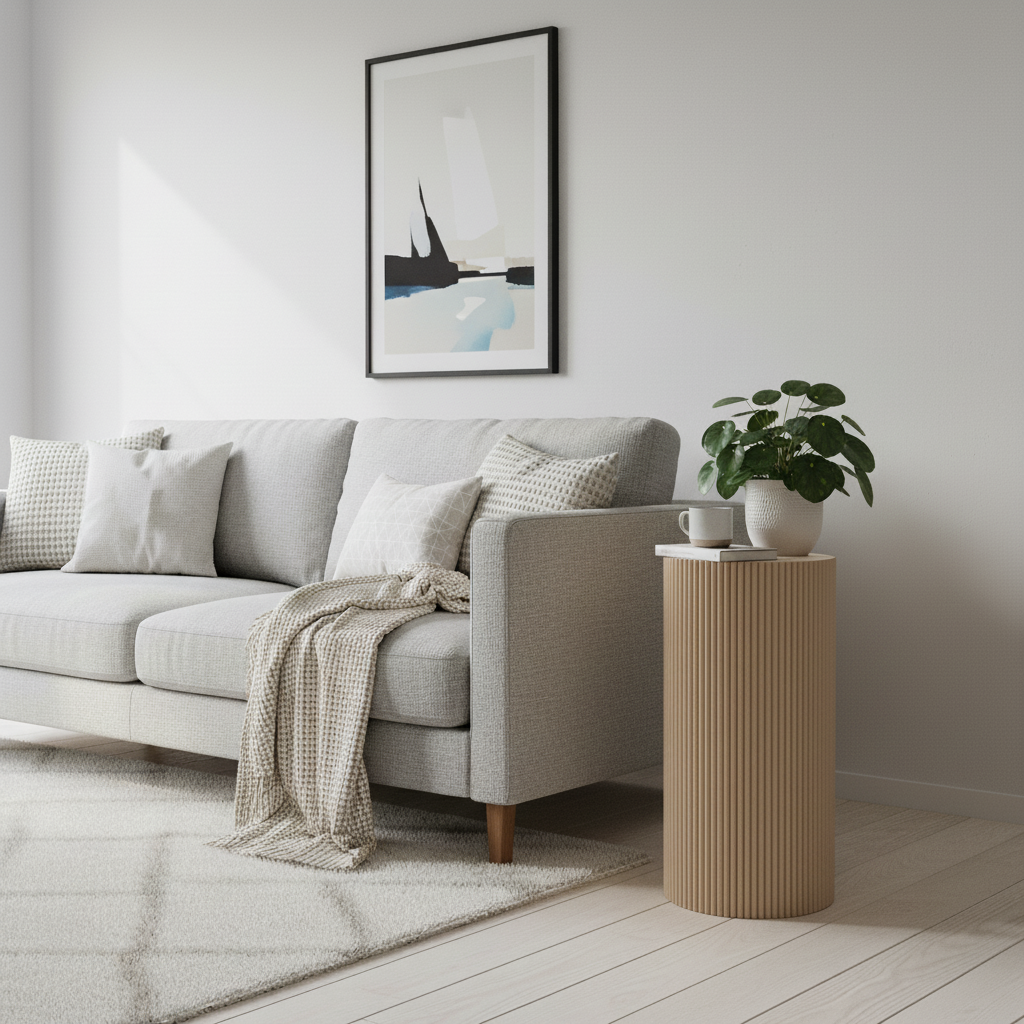 Pflanzenhocker / Seitentisch / Säule Zylinder - MDF - Sand - 30x65 cm