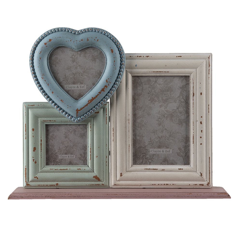 Fotorahmen Beige, Blau 34x7x25 cm / 10x10 / 7x7 / 10x15 cm