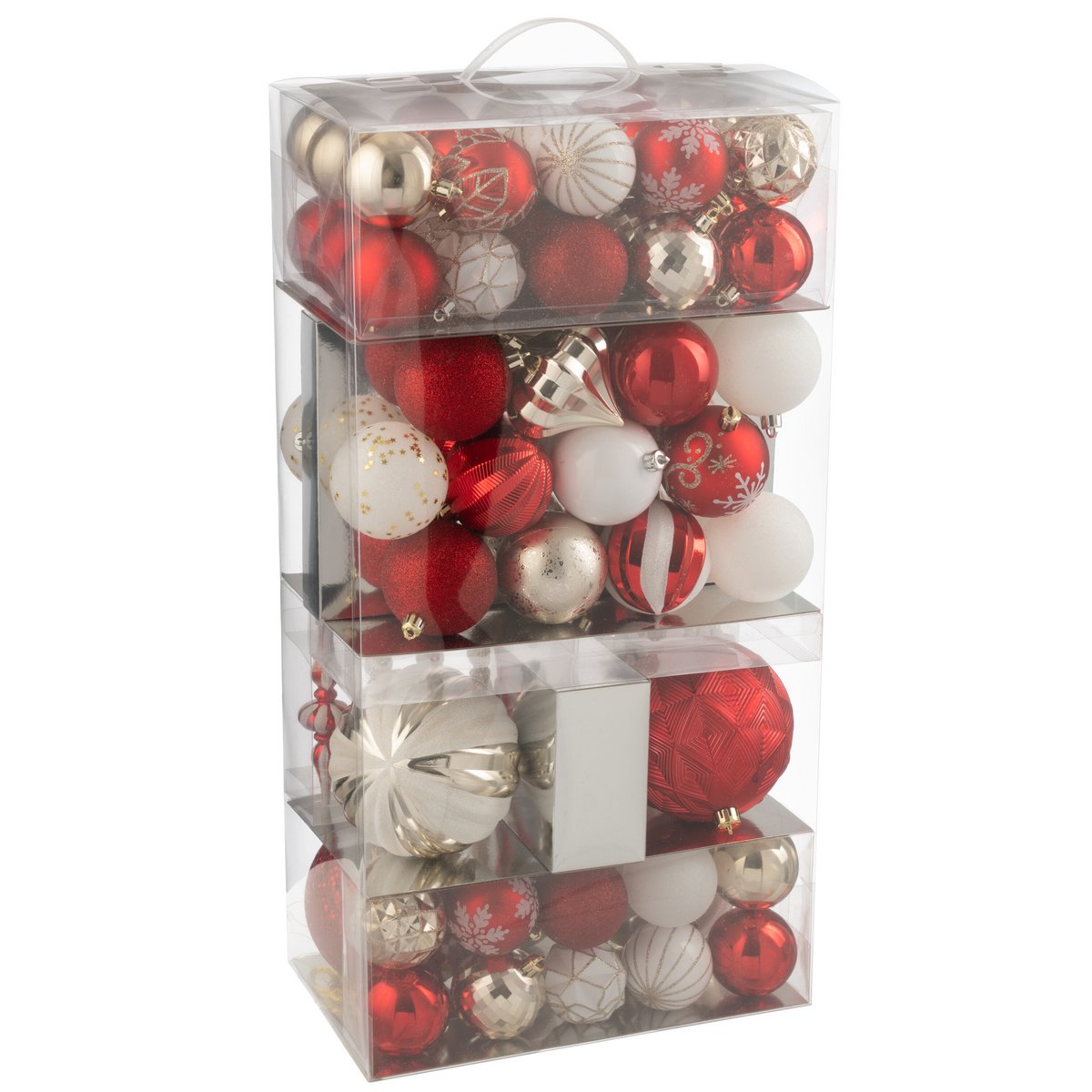 Weihnachtskugeln in Rot und Gold, Box mit 80 Stück