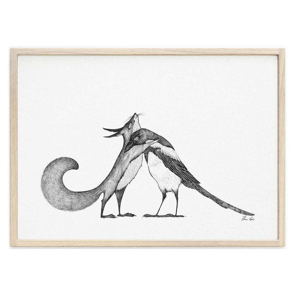 Kunstdruck - Eichhörnchen & Elster