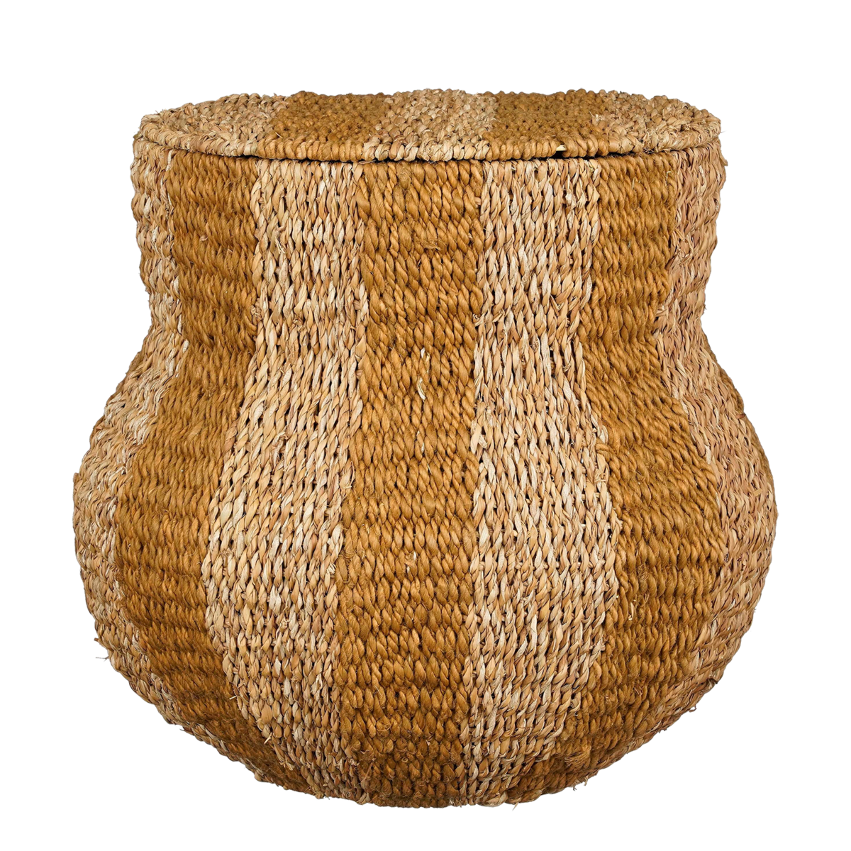 Tacoma Aufbewahrungskorb mit Deckel – H47 x Ø50 cm – Jute – Gelb