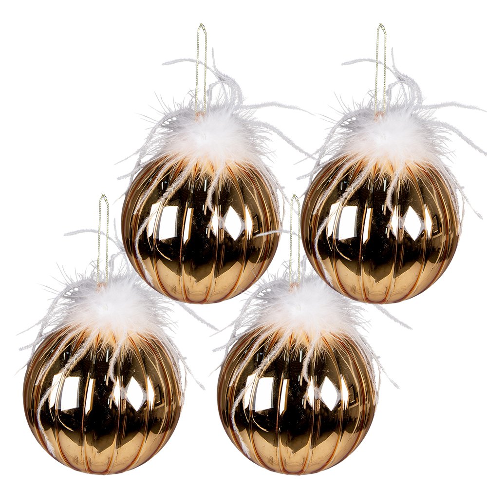 Weihnachtskugel Gold, Weiß Set 4? 12x12cm
