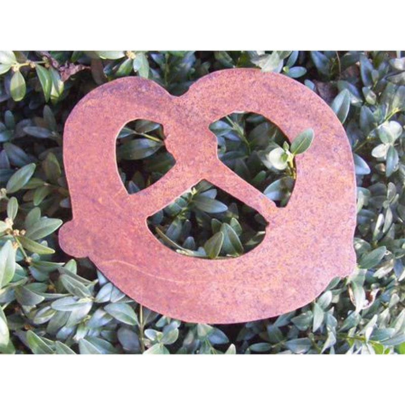 Edelrost Hängedeko Brezel | Rost Deko Breze aus Metall | 13 cm x 15 cm