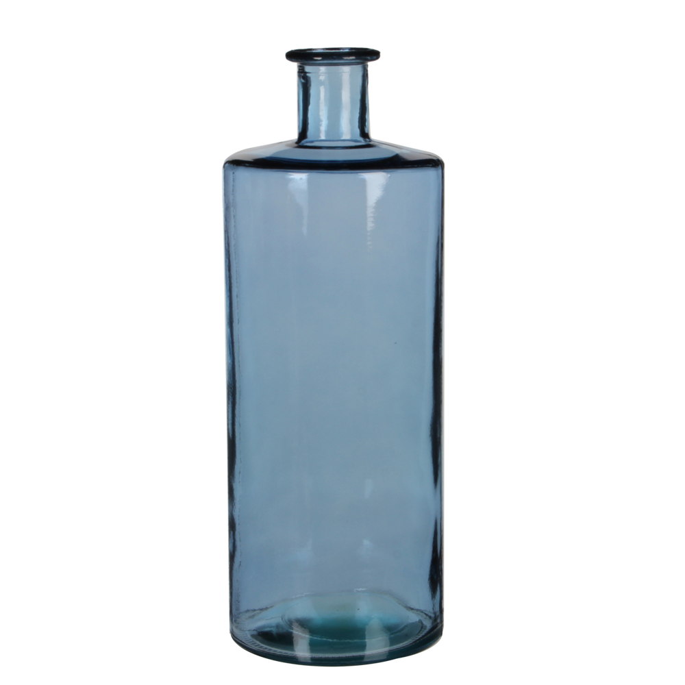 Guan Flaschenvase - H40 x Ø15 cm - Recyceltes Glas - Blau
