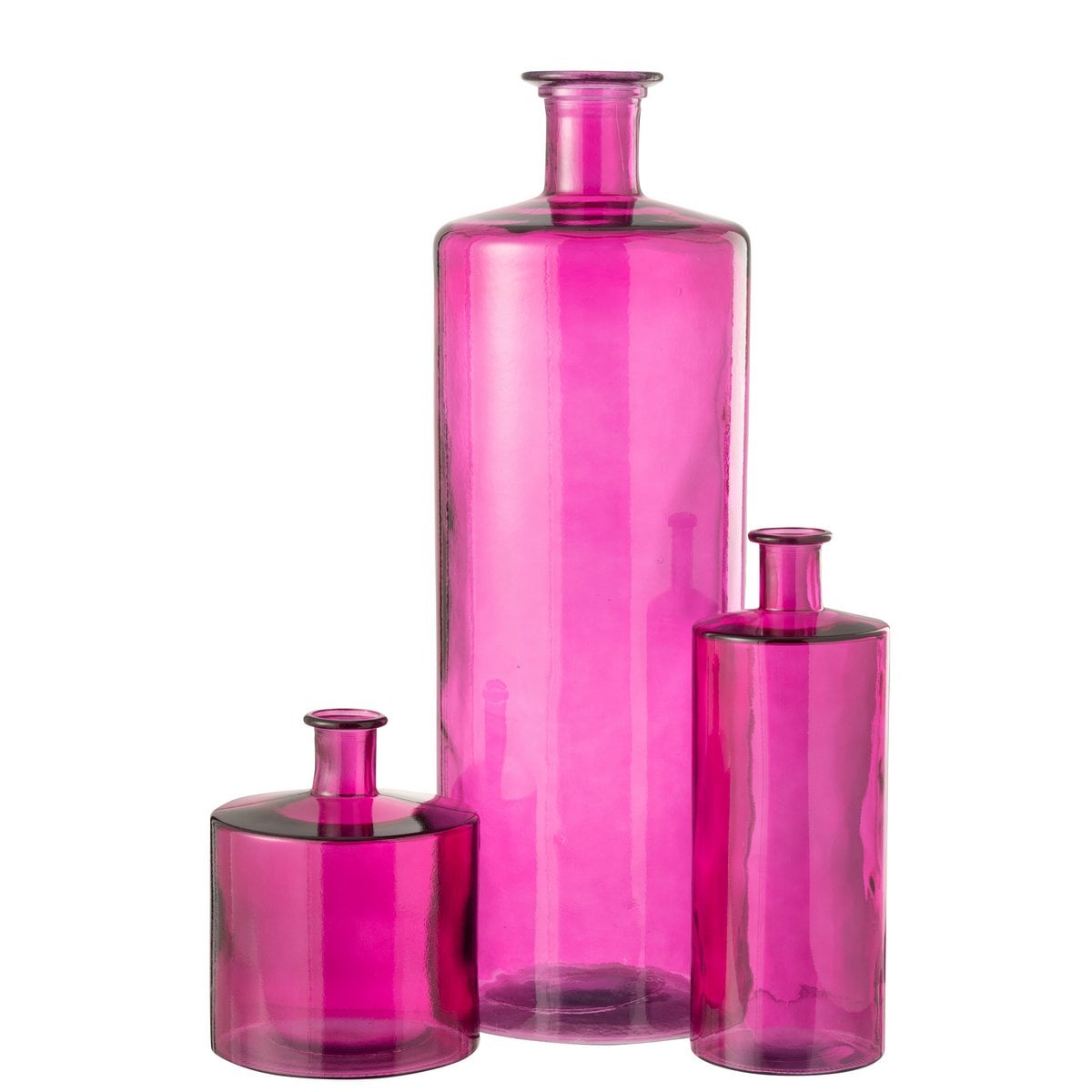 Hohe Flaschenvase aus Glas in zartem Rosé
