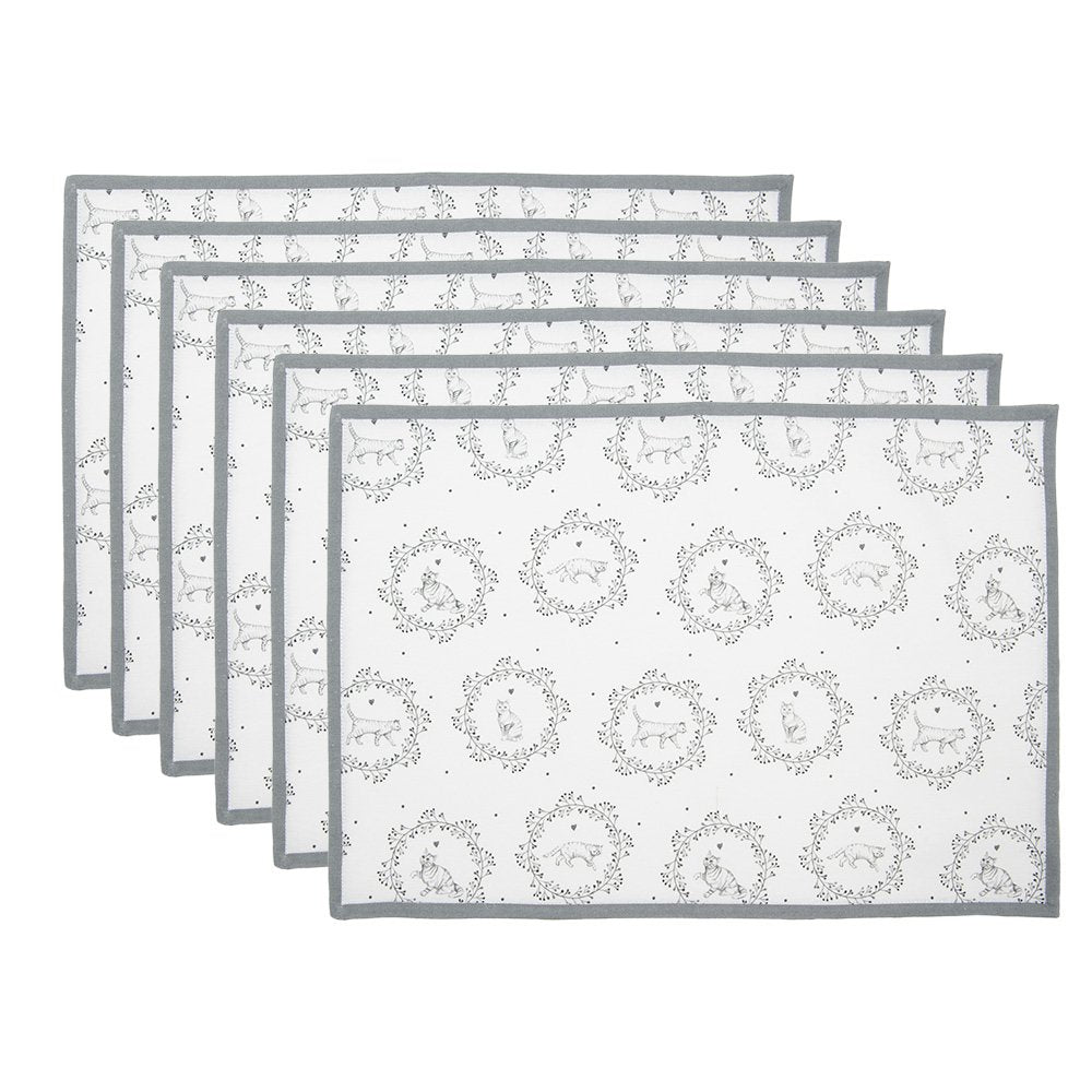 Tischsets 6er-Set Weiß Grau 48x33 cm